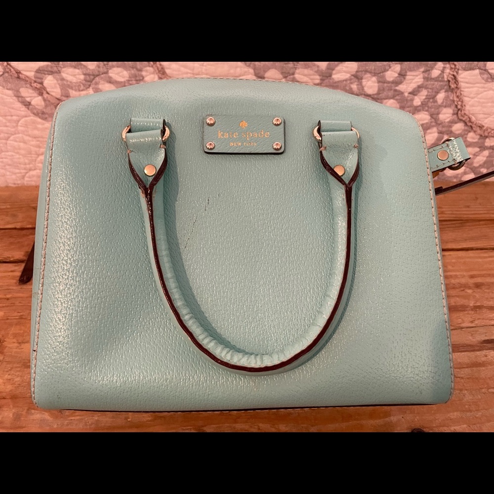 Kate Spade Mint Green Purse with handles and shoulder strap